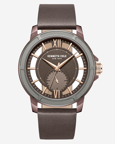 KENNETH COLE KENNETH COLE NEW YORK TWO-TONE TRANSPARENCY BROWN LEATHER WATCH