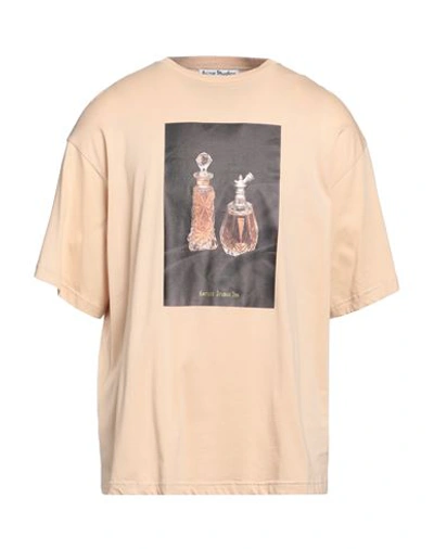 Acne Studios Man T-shirt Beige Size Xl Cotton
