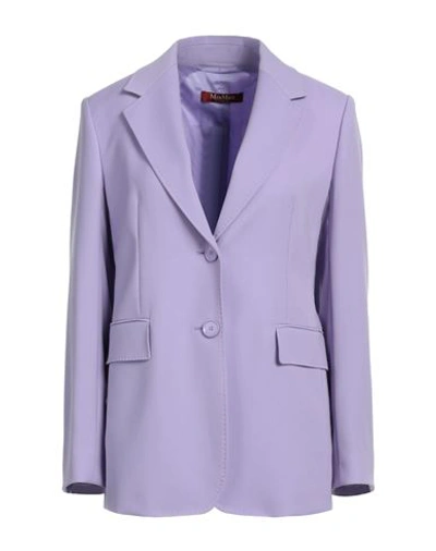 Max Mara Studio Woman Suit Jacket Light Purple Size 6 Virgin Wool In Purple