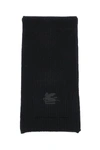 Etro Fine-knit Wool Scarf In Black