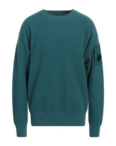 C.p. Company C. P. Company Man Sweater Deep Teal Size 40 Wool, Polyamide In Green