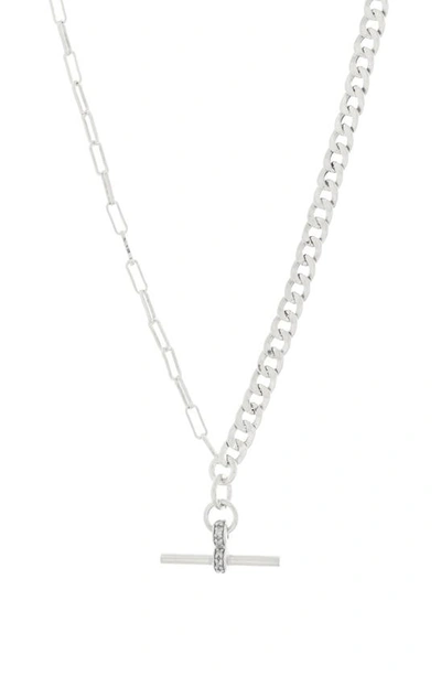 Meshmerise Mixed Chain Horizontal Bar Necklace In White