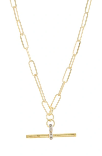 Meshmerise Diamond Cross Bar Pendant Necklace In Gold