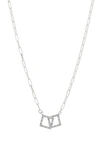 Meshmerise Pavé Diamond Double Square Pendant Necklace In White