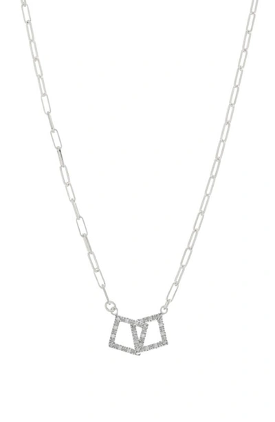 Meshmerise Pavé Diamond Double Square Pendant Necklace In White