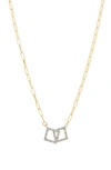 Meshmerise Pavé Diamond Double Square Pendant Necklace In Yellow