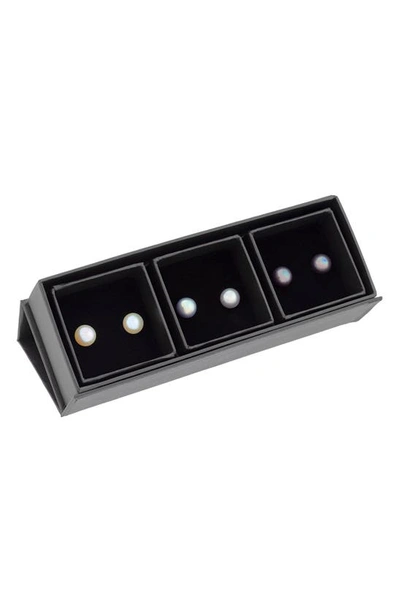 Splendid Pearls Set Of 3 Freshwater Pearl Stud Earrings In White Multi