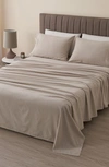 Woven & Weft Heathered Turkish Cotton Flannel Sheet Set In Heathered Light Grey