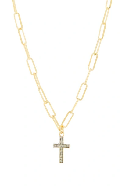 Meshmerise Pavé Diamond Cross Pendant Necklace In Yellow