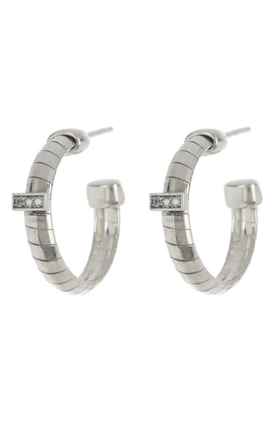 Meshmerise 25mm Diamond Hoop Earrings In Metallic
