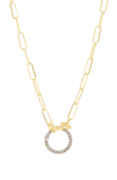 Meshmerise Pavé Diamond Round Pendant Necklace In Gold