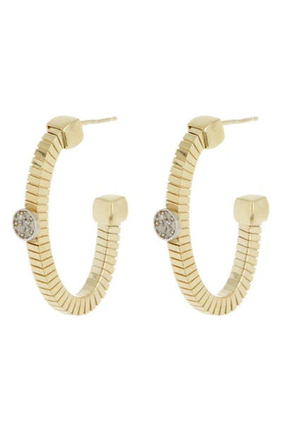 Meshmerise 25mm Diamond Hoop Earrings In Yellow