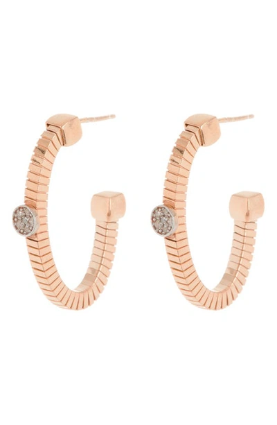 Meshmerise 25mm Diamond Hoop Earrings In Rose