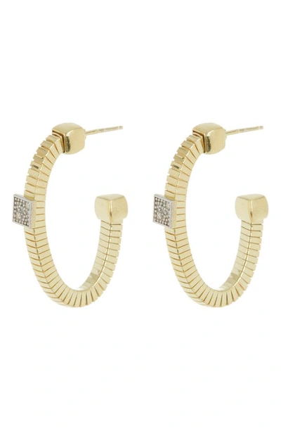 Meshmerise 25mm Diamond Hoop Earrings In Gold