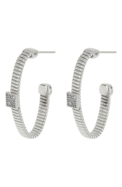Meshmerise 25mm Diamond Hoop Earrings In White