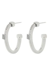 Meshmerise 25mm Diamond Hoop Earrings In Silver