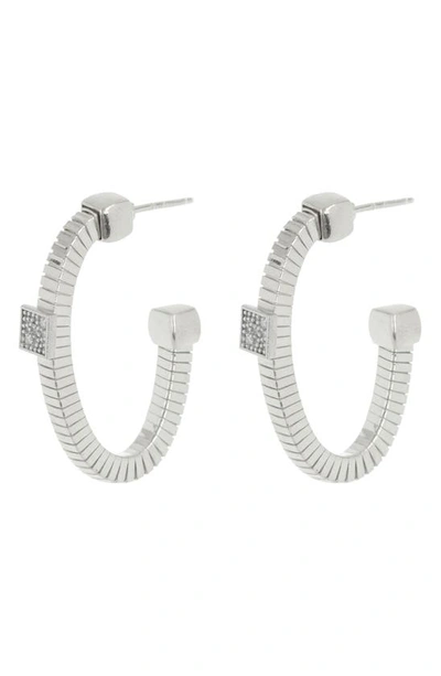 Meshmerise 25mm Diamond Hoop Earrings In Silver