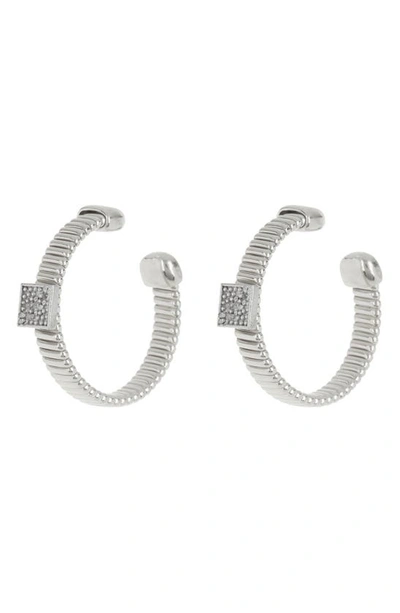 Meshmerise 25mm Diamond Hoop Earrings In White