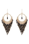 Tasha Crystal Drop Earrings In Gold Jet Black