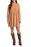 Free People Jaci Long Sleeve Mock Neck Sweater Dress In Doe