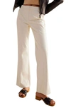 Free People Uptown High Waist Faux Leather Flare Pants In Bone