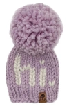 Pine + Poppy Babies' Hi Intarsia Pompom Hat In Light Purple