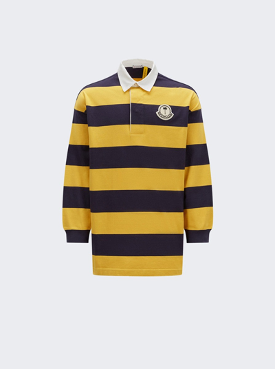 Moncler Striped Long Sleeve Polo Shirt Multicolor In Yellow