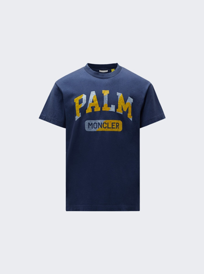 Moncler X Palm Angels Short Sleeve T-shirt In Dark Blue