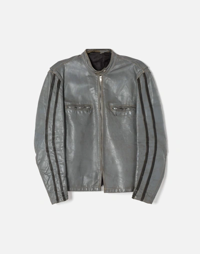 Marketplace 60s Vintage Cafe Racer Leather Jacket In Grey