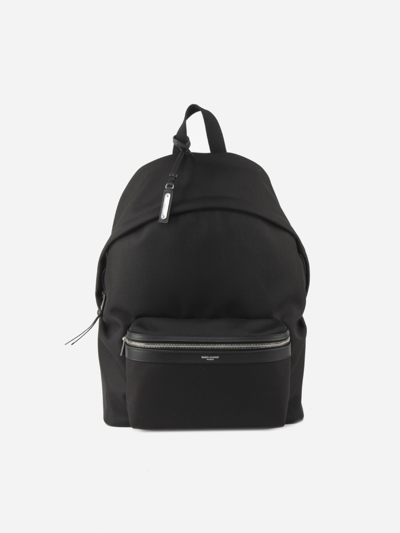 Saint Laurent City Backpack In Nylon And Leather In Black