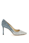 Jimmy Choo Silver And Blue Glitter Romy 85 Pumps