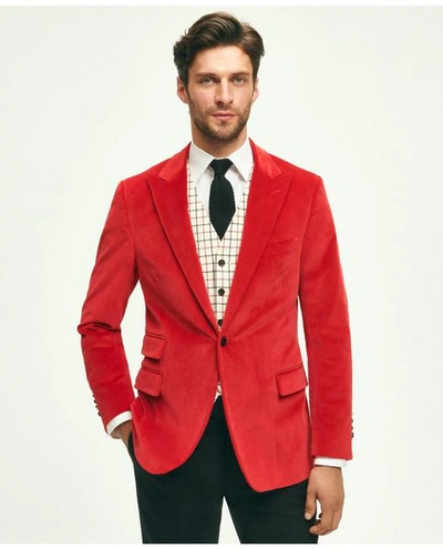 Brooks Brothers Classic Fit Stretch Cotton Velvet 1818 Dinner Jacket | Red | Size 42 Long