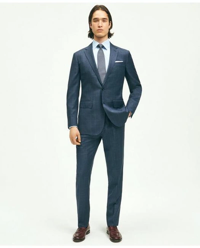 Brooks Brothers Slim Fit Wool Windowpane 1818 Suit In Navy