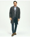 BROOKS BROTHERS WOOL BLEND BALMACAAN GUNCHECK COAT | DARK BROWN | SIZE 38 SHORT