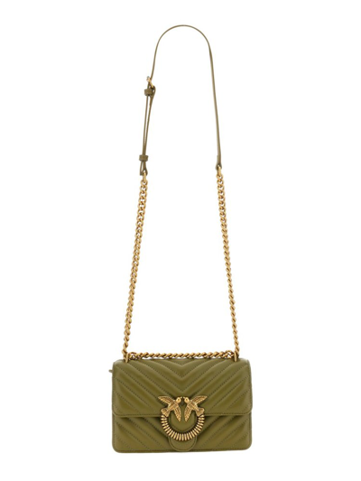 Pinko Love Quilted Shoulder Bag In Green