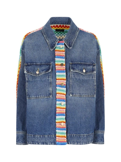 Alanui Over The Rainbow Denim Jacket In Blue