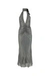 Alessandra Rich Halterneck Open-back Evening Dress In Grey