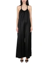 Alysi Wide Satin Jumpsuit In Black