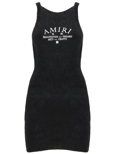 Amiri Ribbed-knit Cotton-blend Minidress In Black