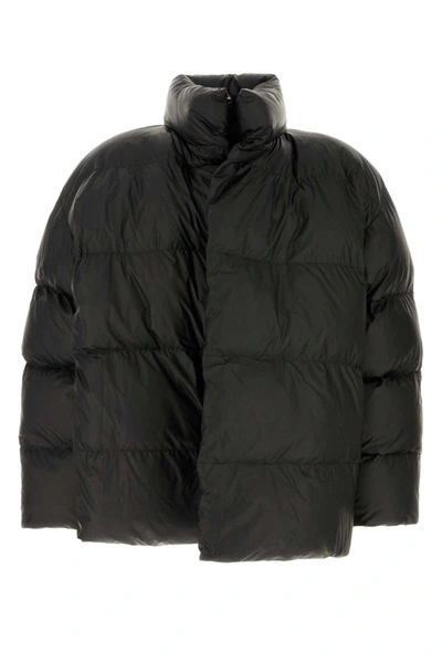 Balenciaga Quilted Nylon Wrap Puffer Jacket In Black