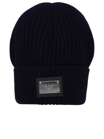 Dolce & Gabbana Blue Virgin Wool Blend Beanie In Navy