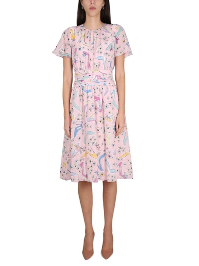 Boutique Moschino "heels And Flowers" Dress In Pink