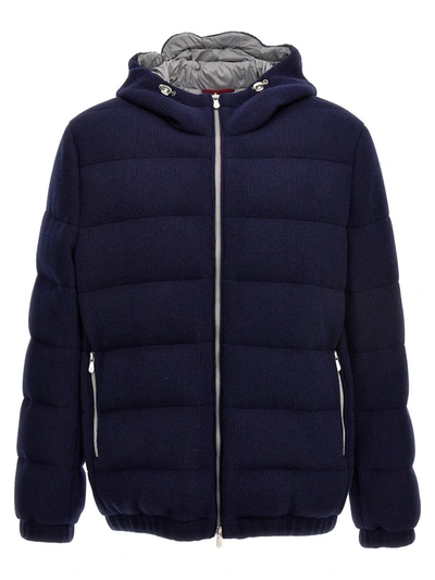 Brunello Cucinelli Cachemire Down Jacket In Blue