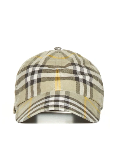 Burberry Check Baseball Cap In Hunter