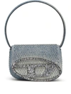 Diesel Iconic Shoulder Bag In Denim And Crystals In Blue