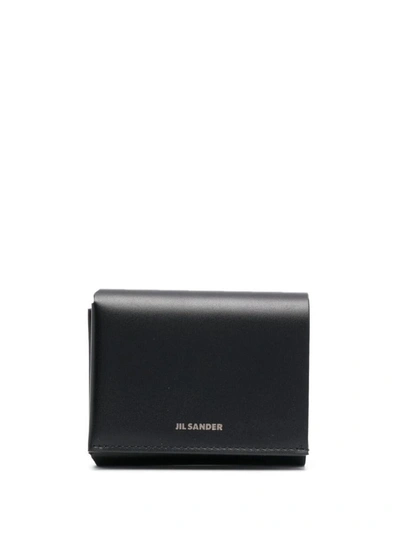 Jil Sander Logo-plaque Leather Wallet In Black