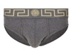 Versace Grey Greca Border Briefs In Black