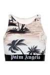 Palm Angels Multicolor Sports Bra With All-over Graphic Print And Elastic Band In Stretch Fabric Woman In Beige