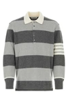 Thom Browne Rugby Contrasting Ribbed Wool Sweater In Grey