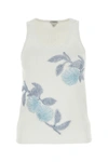 Bottega Veneta Ribbed Cotton Tank Top With Beaded Embroidery In White